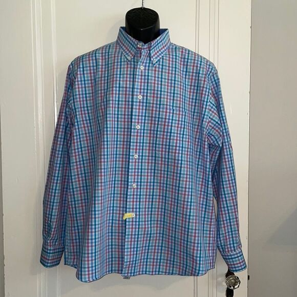 Paul Fredrick multi colored pastel check cotton long sleeve shirt - Picture 1 of 10